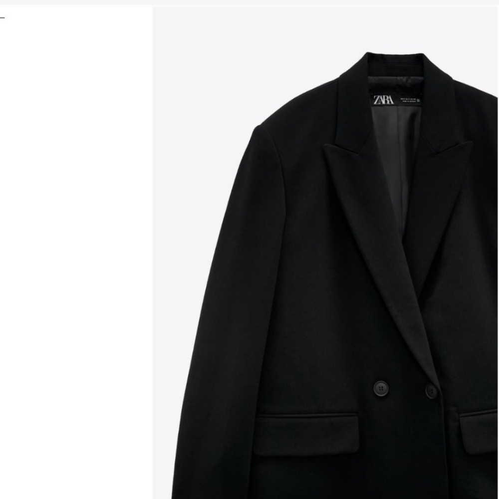 ZARA BLACK DOUBLE-BREASTED OVERSIZED BLAZER size XS - Picture 7 of 9